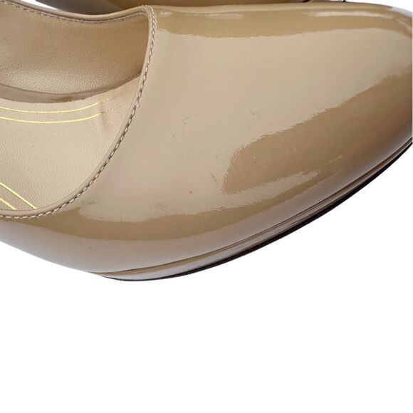Cole Haan Nike Air Pumps Heels Nude Tan Patent Leather Platform Size 7.5 AA - Picture 13 of 14